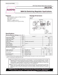 2SC3749 datasheet: NPN transistor, for 500V/3A switching regulator applications 2SC3749