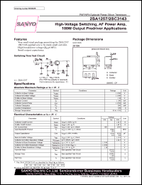 2SA1257 datasheet: PNP transistors for high-voltage switching, AF power amp, 100W output predriver applications 2SA1257