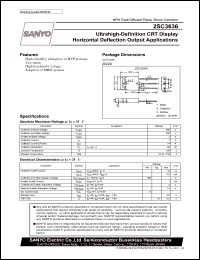 2SC3636 datasheet: NPN transistor for CRT display horizontal deflection output applications 2SC3636