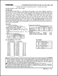 TC554001AFI-70L datasheet: 524, 288 words x 8 bit static RAM, access time 70ns TC554001AFI-70L