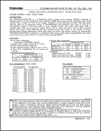 TC554001AF-70 datasheet: 524,288-word x 8 bit static RAM, access time 70ns TC554001AF-70