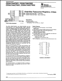 CD74ACT652M datasheet:  OCTAL NON-INVERTING BUS TRANSCEIVERS/REGISTERS WITH 3-STATE OUTPUTS CD74ACT652M