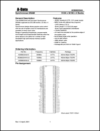 ADS6632A4A-5 datasheet: 200 Mhz LVTTL synchronous DRAM, 512K x 32 bit x 4 banks ADS6632A4A-5