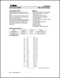 ADS8608A8A-75 datasheet: 133 Mhz-333 LVTTL synchronous DRAM, 8 M x 8 bit x 4 banks ADS8608A8A-75