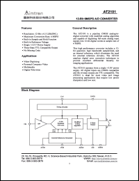 AT2101 datasheet: 12 bit 6MSPS A/D converter AT2101