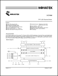 NT3980 datasheet: TFT LCD source driver NT3980