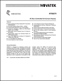 NT68275 datasheet: IIC bus controlled on-screen display NT68275