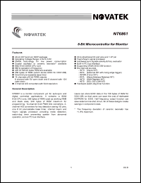 NT6861U datasheet: 8-bit microcontroller for monitor NT6861U