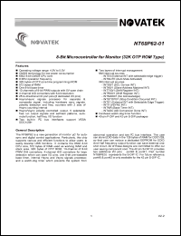 NT68P62U datasheet: 8-bit microcontroller for monitor NT68P62U
