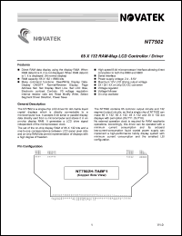 NT7502H-BDT datasheet: 75 x 132 RAM-map LCD controller driver NT7502H-BDT