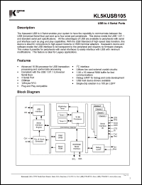 KL5KUSB105 datasheet: USB to 4 serial ports KL5KUSB105