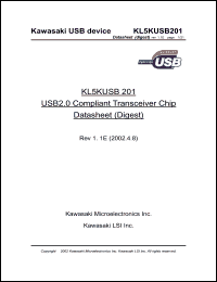 KL5KUSB201 datasheet: USB 2.0 compliant transceiver datasheet (digest) KL5KUSB201