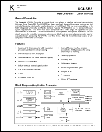 KCUSB3 datasheet: USB controller - quick interface KCUSB3