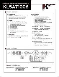 KL5A71006 datasheet: JPEG still color image data compression/decompression LSI KL5A71006