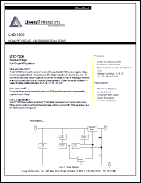 LND-7900 datasheet: Negative voltage low dropout regulator. Up to 1.5A output current. Voltages including: -6V, -8V, -9V, -12V, -15V, -18V and -24V. LND-7900