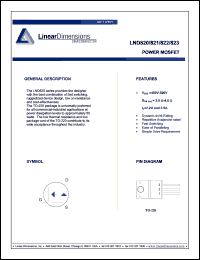 LND820 datasheet: Power MOSFET, Vdss = 450V - 500V, Rds(on) = 3.0 ohm - 4.0 ohm, Id = 2.2A and 2.5A LND820