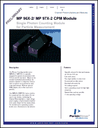 MP962-2 datasheet: Single photon counting module for particle measurement. Window material quartz. Dark counts per second 40 cps. MP962-2