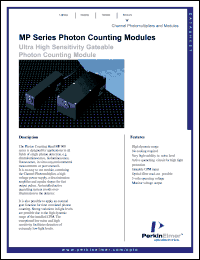 MP973 datasheet: 1/3 inche photoncounting module. Window material UV glass. Dark counts per second 500 cps. MP973