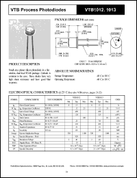 VTB1013 datasheet: Process photodiode. Isc = 13 microA, Voc = 490 mV at H = 100 fc, 2850 K. VTB1013