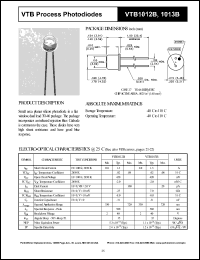 VTB1012B datasheet: Process photodiode. Isc = 1.3 microA, Voc = 420 mV at H = 100 fc, 2850 K. VTB1012B