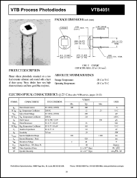 VTB4051 datasheet: Process photodiode. Isc = 200 microA, Voc = 490 mV at H = 100 fc, 2850 K. VTB4051