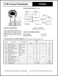 VTB6061 datasheet: Process photodiode. Isc = 350 microA, Voc = 490 mV at H = 100 fc, 2850 K. VTB6061