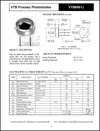 VTB6061J datasheet: Process photodiode. Isc = 350 microA, Voc = 490 mV at H = 100 fc, 2850 K. VTB6061J