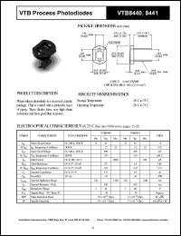 VTB8440 datasheet: Process photodiode. Isc = 45 microA, Voc = 490 mV at H = 100 fc, 2850 K. VTB8440