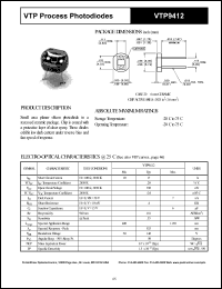 VTP9412 datasheet: Process photodiode. Isc = 17 microA(typ), Voc = 350 mV at H = 100 fc, 2850 K. VTP9412