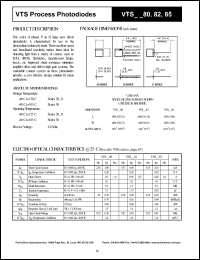 VTS2082 datasheet: Process photodiode. Isc = 0.69 mA(typ), Voc = 0.45 mV(typ) at H = 1000 lux, 2850 K. VTS2082