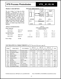 VTS2081 datasheet: Process photodiode. Isc = 1.50 mA(typ), Voc = 0.45 mV(typ) at H = 1000 lux, 2850 K. VTS2081