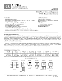 AS1117T-2.85V datasheet: 800mA low dropout regulator 2,85V AS1117T-2.85V