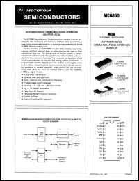 MC6850P datasheet: Asynchronous communications interface adapter, 1MHz MC6850P