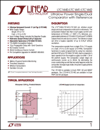 LTC1441IS8 datasheet: Ultralow power single/dual comparator with reference LTC1441IS8