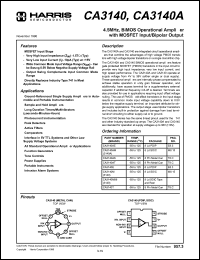 CA3140AM datasheet: 4.5MHz, BiMOS operational amplifier with MOSFET input/bipolar output CA3140AM