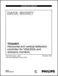TDA4851 datasheet: Horizontal and vertical deflection controller for VGA/XGA and autosync monitors TDA4851