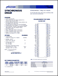 MT48LC4M32B2TG-7 datasheet: 1 Meg x 32 x 4banks, 143MHz, CL=2 synchronous SDRAM MT48LC4M32B2TG-7