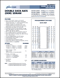 MT46V16M8TG-75 datasheet: 4 Meg x 8 x 4banks, 133MHz, CL=2.5 double data rate DDR SDRAM MT46V16M8TG-75