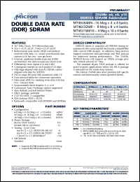 MT46V64M4TG-6 datasheet: 16 Meg x 4 x 4banks, CL=2.5, 167MHz double data rate (DDR) SDRAM MT46V64M4TG-6