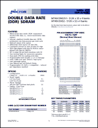 MT46V2M32V1LG-5 datasheet: 512K x 32 x 4banks, CL=3, 200MHz double data rate (DDR) SDRAM MT46V2M32V1LG-5