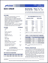 MT4LC1M16E5DJ-5 datasheet: 1Meg x 16, 3.3V EDO DRAM MT4LC1M16E5DJ-5