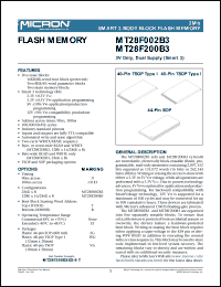 MT28F200B3WG-10BET datasheet: 128K x 16; 3V only, dual supply, smart 3 boot block flash memory MT28F200B3WG-10BET