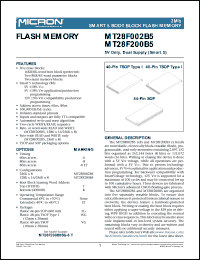 MT28F200B5SG-6B datasheet: 256K x 8; 5V only, dual supply, smart 5 boot block flash memory MT28F200B5SG-6B