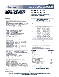 MT28C3224P20FL-85T datasheet: Low voltage, extended temperature flash and SRAM COMBO memory MT28C3224P20FL-85T