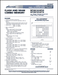 MT28C3224P20FL-80T datasheet: Low voltage, extended temperature flash and SRAM COMBO memory MT28C3224P20FL-80T