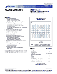 MT28F320A18FF-70B datasheet: 2Meg x 16;  low voltage, extended temperature flash memory MT28F320A18FF-70B