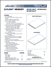MT28F640J3RG-12ET datasheet: 64Mb Q-flash memory MT28F640J3RG-12ET