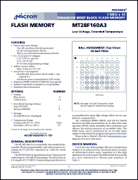 MT28F160A3FD-11TET datasheet: 1Meg x 16 page flash; 0.9-2.2V enhanced boot block flash memory MT28F160A3FD-11TET