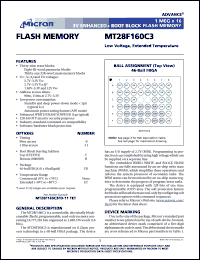 MT28F160C3FD-11TET datasheet: 1Meg x 16; 3V enhanced + boot bolck flash memory MT28F160C3FD-11TET