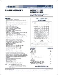 MT28F322D20FH-804T datasheet: 2Meg x 16 async/page/burst flash memory MT28F322D20FH-804T
